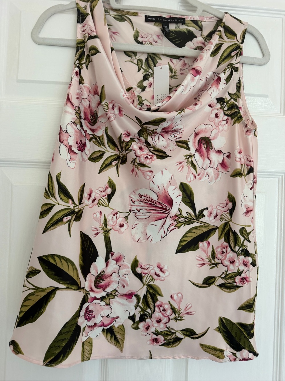 White House Black Market Pink Floral Cowl Neck Camisole